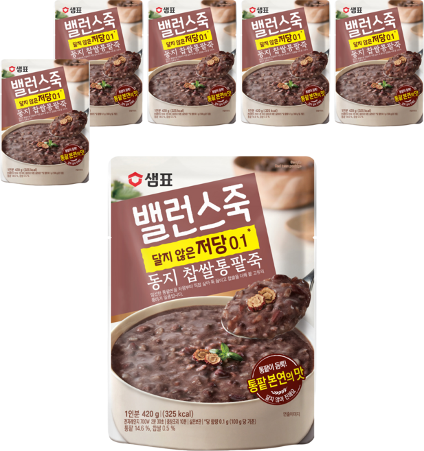 샘표 밸런스죽 동지 찹쌀통팥죽, 420g, 6개