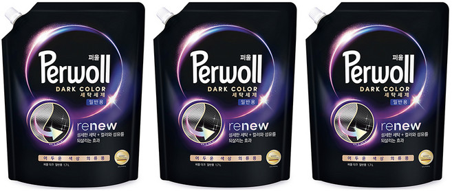 퍼울 다크 일반용 세탁세제 리필, 1.7L, 3개
