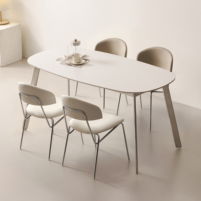 폴인퍼니 베나 포세린 세라믹 식탁 4인용 1600 + 의자4p 세트 방문설치, 의자(화이트2P+모카베이지2P), 일반의자 4