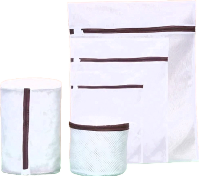 日式雙層細網洗衣袋 五件組, 白色, 1組