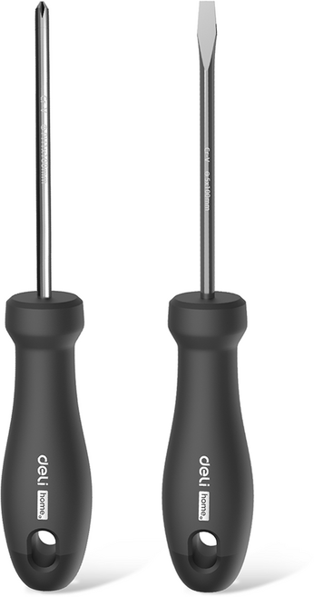 델리 툴즈 홈시리즈 일자 십자 드라이버 2종 세트 블랙 EHT1002, 1세트