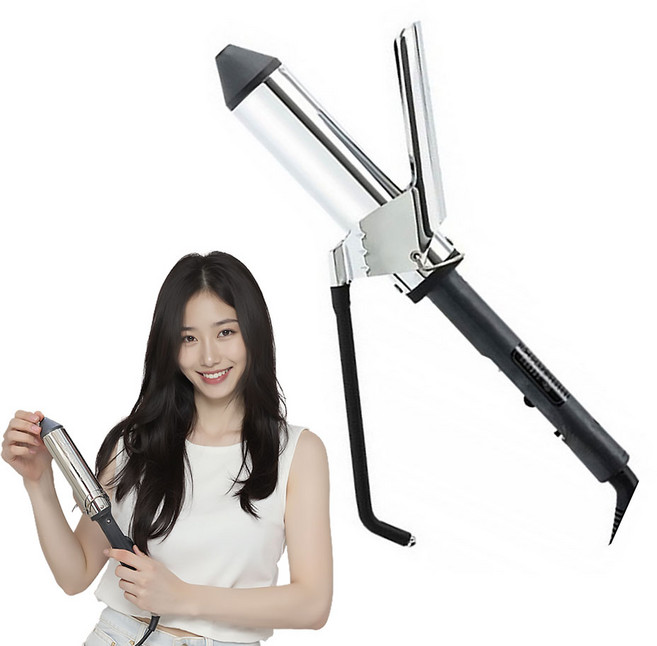 예스뷰티 온도조절 헤어아이롱 고데기 40mm, 그레이 실버, YB-360