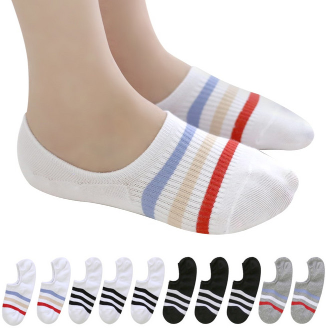 이지레그 여성용 클린 코튼향 슈퍼 링글 밴딩 페이크 삭스 화이트 3켤레 + 블랙 3켤레 + 그레이 2켤레 + 화이트 삼색 2켤레 세트