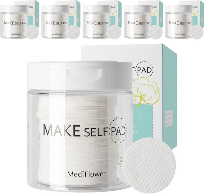 메디플라워 메이크 셀프 패드 화장패드 100p + 리필 130p 세트, 6개