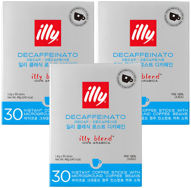 일리 클래식 로스트 디카페인 레귤러 커피, 1.6g, 30개입, 3개