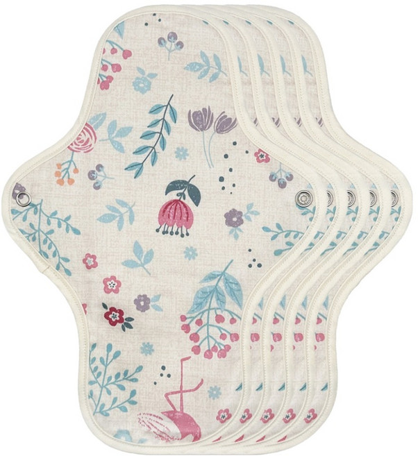 이채 플라워 날개형 면생리대 화이트코이, 5개, 1개입, 중형