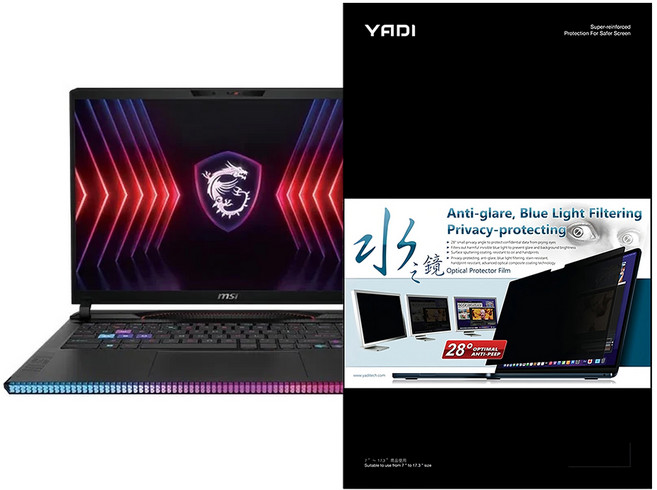 YADI 亞第 16:10 水之鏡防窺片 MSI Raider GE68 HX 14VIG-292TW 專用, Black, 1個