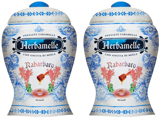 에르바멜레 허니드롭 루바브 캔디, 100g, 2개