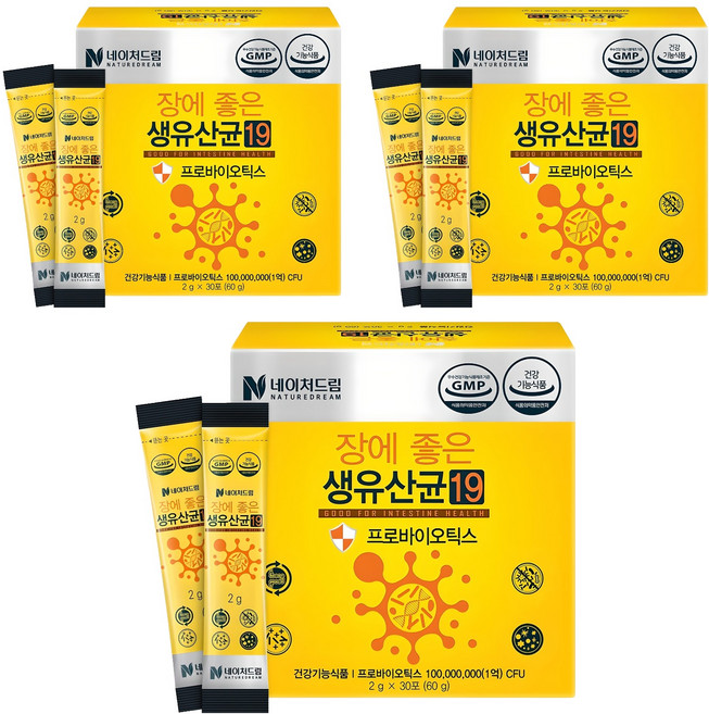 네이처드림 장에좋은 생유산균19 30p, 60g, 3개