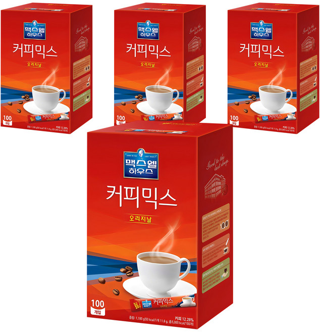 맥스웰하우스 커피믹스 오리지널, 11.8g, 100개입, 4개