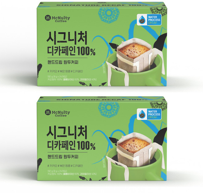 맥널티커피 디카페인100% 핸드드립 원두커피, 8g, 24개입, 2개