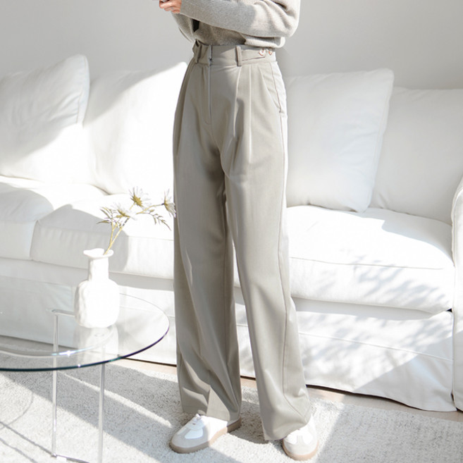 SUBI.JEANS 女款雙褶寬版彈性西裝褲 SL5128