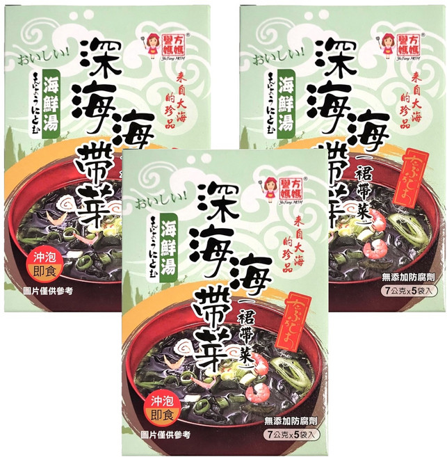 譽方媽媽 YuFang MOM 深海海帶芽 海鮮湯 沖泡即食 無添加防腐劑 7公克x5入, 35g, 3盒