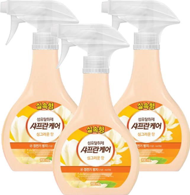 샤프란 케어 섬유탈취제 싱그러운향 본품, 900ml, 3개