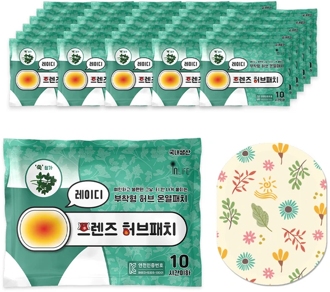 인라이프 국내 제조 파스형 레이디 프렌즈 허브 온열패치 40g, 30개 - 쿠팡