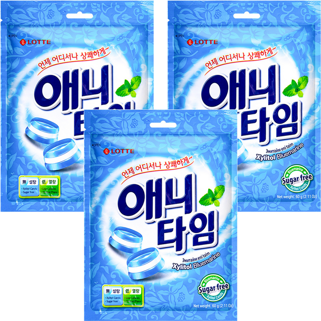 LOTTE 樂天 Anytime 薄荷三層糖, 60g, 3包
