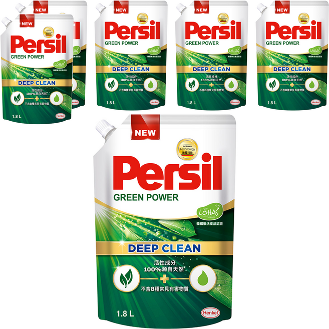 Persil 寶瀅 台灣公司貨 植純粹洗衣凝露補充包 6'S, 1.8L, 1入, 6袋