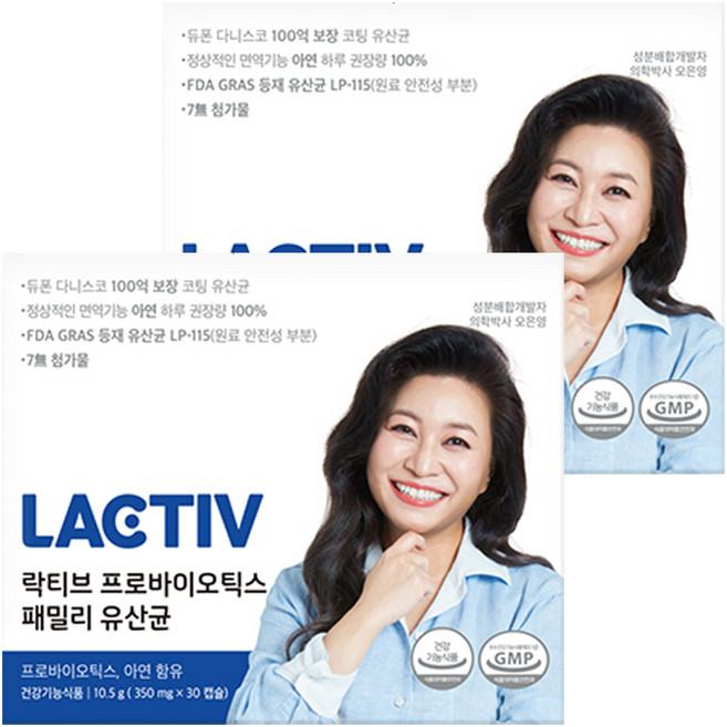 락티브 프로바이오틱스 패밀리 유산균 10.5g, 30정, 2개
