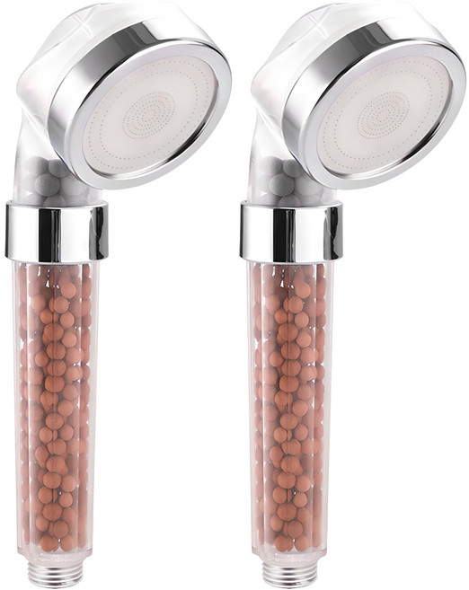 물쎈 맥반석 3중필터 수압상승 샤워기 헤드, 2개