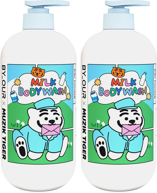 바이아우어 밀크 바디워시 베이비파우더, 1L, 2개