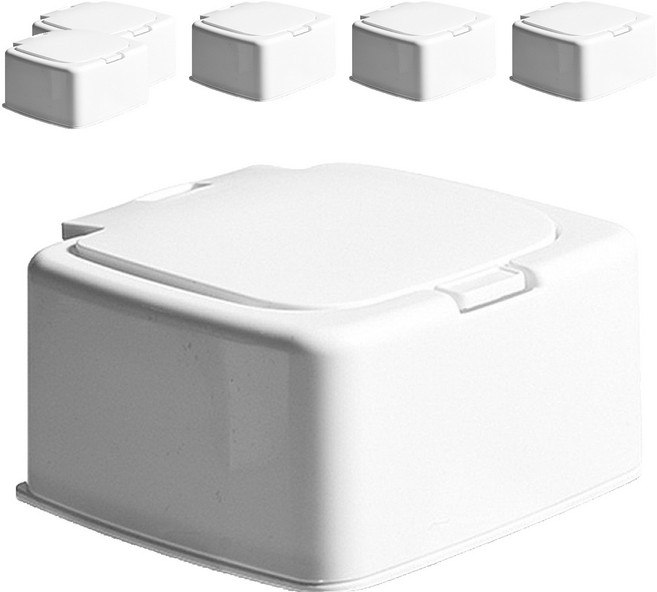 원터치 화장솜 면봉 소품정리함, 화이트, 6개