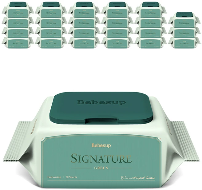 베베숲 시그니처 그린 아기물티슈 휴대캡형, 70g, 20매, 24개 - 쿠팡