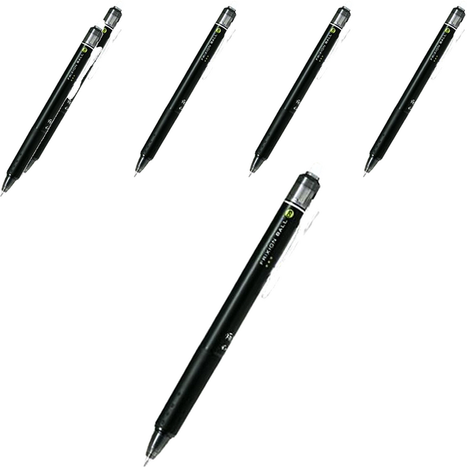 프릭션 노크식 중성펜 0.5mm, 블랙, 6개