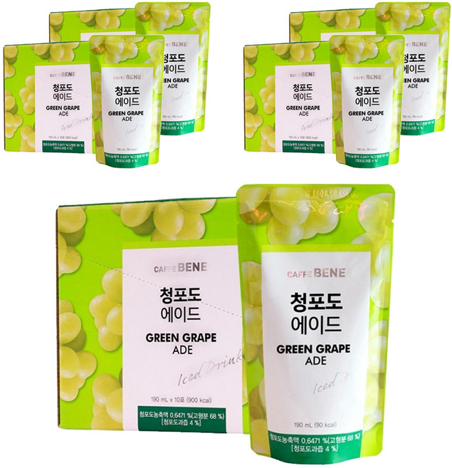 카페베네 청포도에이드 파우치음료, 190ml, 50개