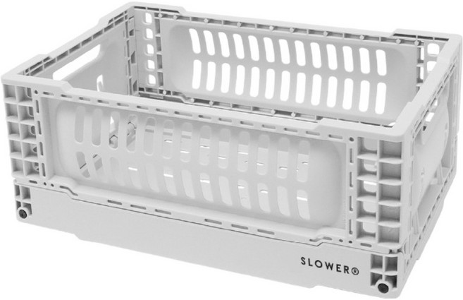 日本 SLOWER 折疊收納籃 5L SLW354 350g, 霧白色, 1個