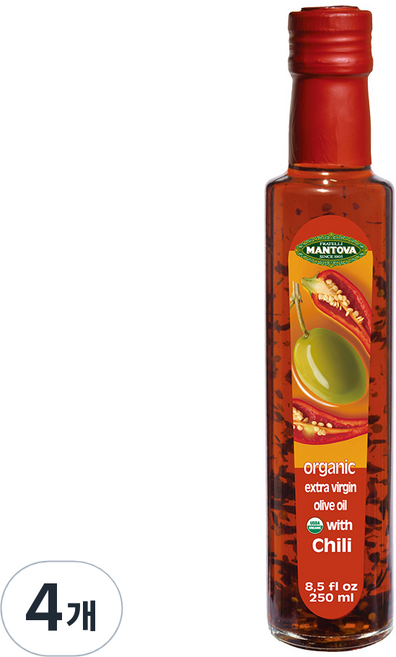 만토바 오가닉 엑스트라 버진 칠리 올리브 오일, 4개, 250ml