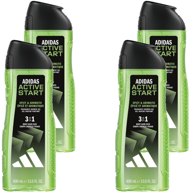 adidas 愛迪達 男性三合一潔顏洗髮沐浴露 能量激活, 400ml, 4瓶