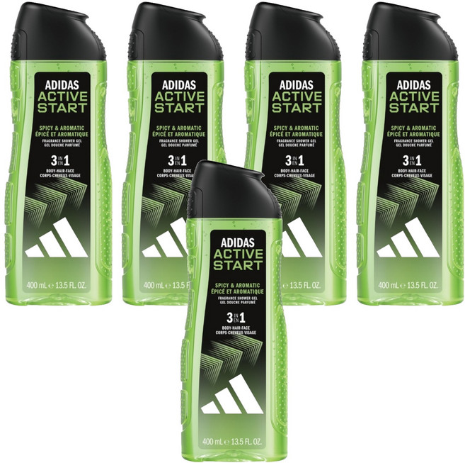 adidas 愛迪達 男性三合一潔顏洗髮沐浴露 能量激活, 400ml, 5瓶