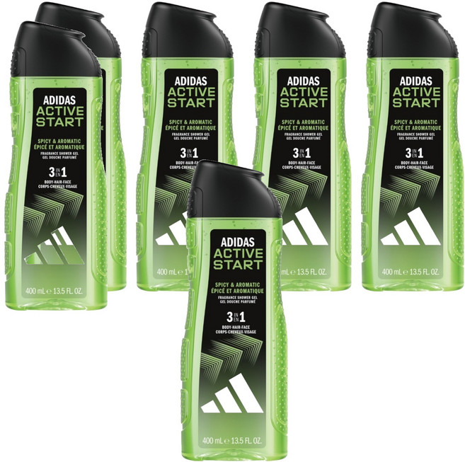 adidas 愛迪達 男性三合一潔顏洗髮沐浴露 能量激活, 400ml, 6瓶