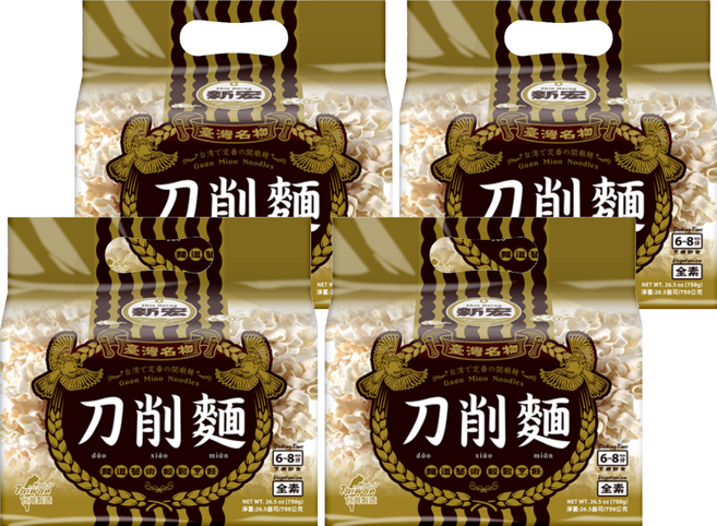 新宏 刀削麵 全素, 750g, 4袋
