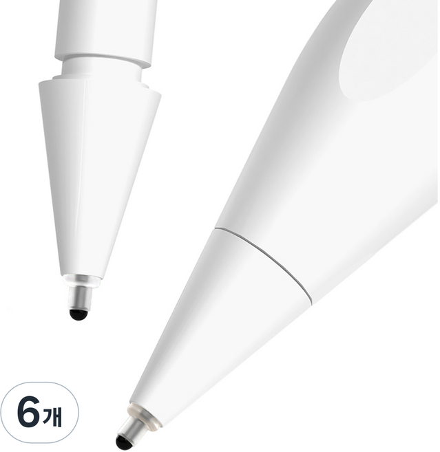 구스페리 애플펜슬 펜촉 무소음 소프트 팁스 샤프형, 화이트, 6개