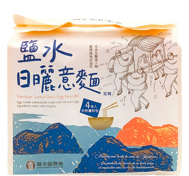 鹽水區農會 鹽水日曬意麵 寬麵, 400g, 1袋