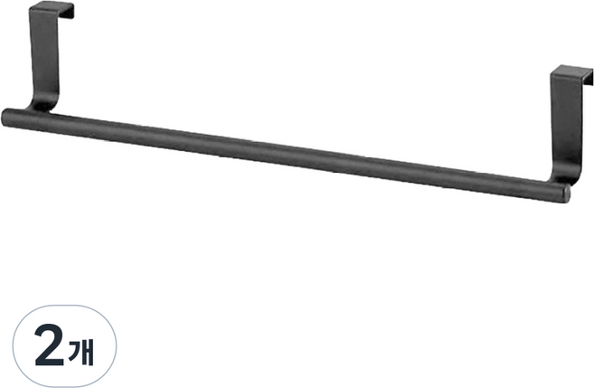 코비라 무타공 욕실 수건걸이 36 x 6.2 cm, 블랙, 2개