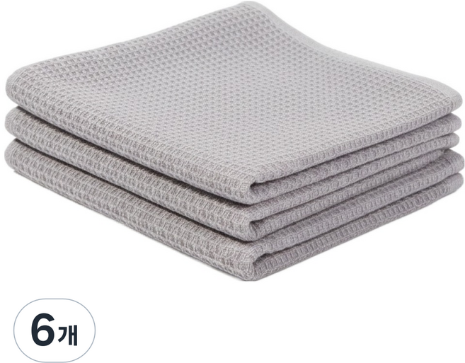 트레이드웨이 고리가 달린 프리미엄 순면 와플 행주 라이트그레이, 6개