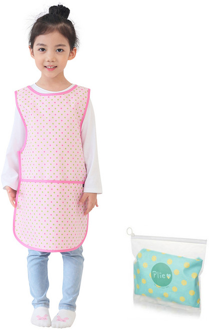 플리에 여아용 민소매 앞치마 + 지퍼백 세트 연두땡