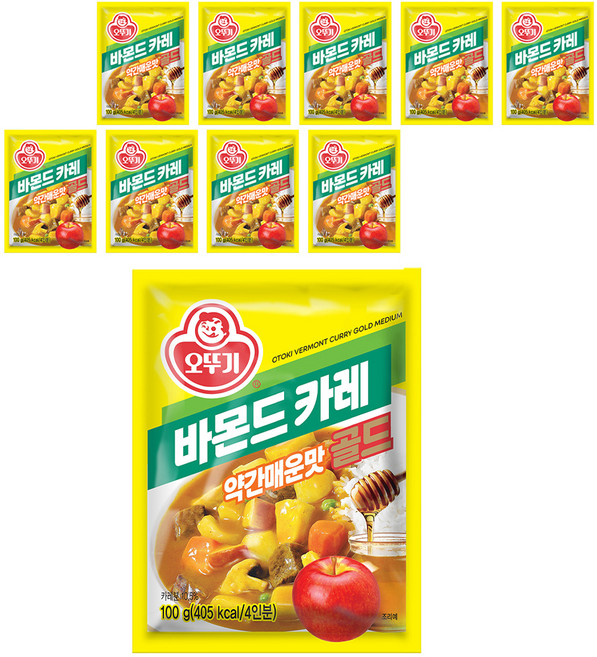 오뚜기 바몬드 카레 골드 약간매운맛, 100g, 10개
