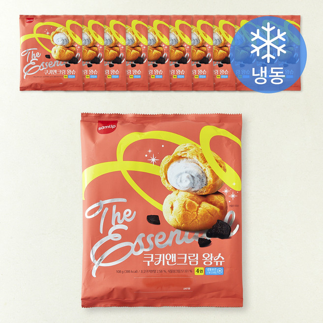 삼립 카페스노우 쿠키앤크림 왕슈 (냉동), 1.296kg, 12개, 4개입