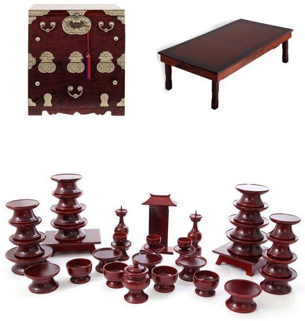 남원목기 문화재 물푸레 제기 37p + 오동나무 앞닫이 제기함 + 춘향골 직교자상 80-120, 1세트, 제기함 + 제기 37p + 직교자상