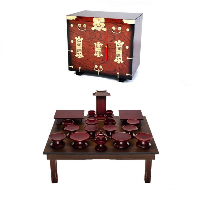 남원 문화재 물푸레 간편실속 제기 20p + 남원 앞닫이 제기 보관함, 1세트, 보관함 + 제기 9종(20p)