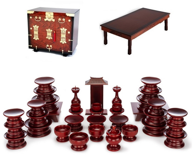 남원목기 춘향 물푸레 제기세트 37p + 남원 앞닫이 제기 보관함 + 남원 춘향골 직교자상 80-120, 1세트, 보관함 + 제기세트 37p + 직교자상