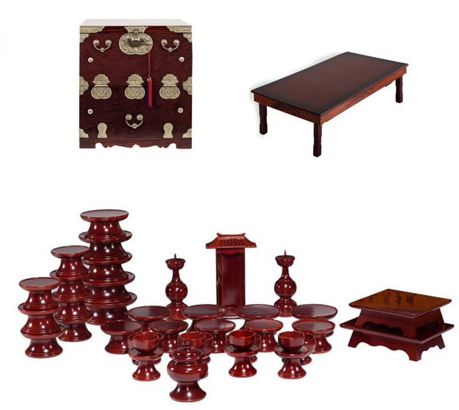 패키지 문화재 오리목 제기 39p + 남원 오동나무 앞닫이 제기함 + 남원 춘향골 직교자상 80-120, 1세트