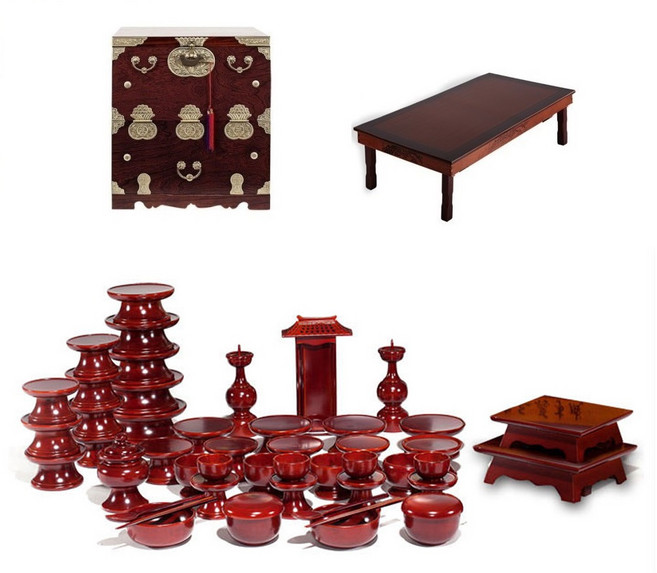 남원목기 문화재 물푸레 제기 49p + 오동나무 앞닫이 제기함 + 춘향골 직교자상 80-120, 1세트