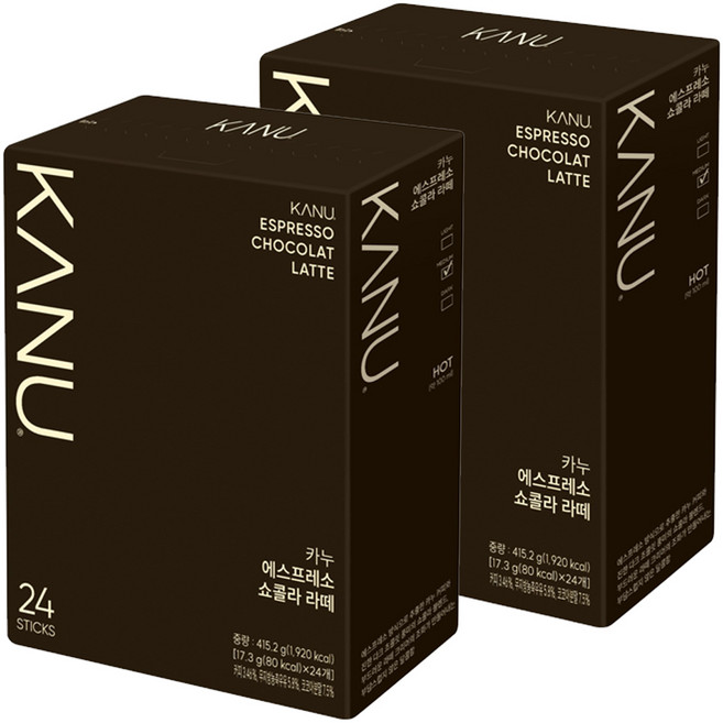카누 에스프레소 쇼콜라 라떼 원두커피믹스, 2개, 24개입, 17.3g