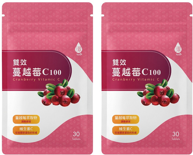 Tsuie 日濢 雙效蔓越莓 C100, 30顆, 750mg, 2包