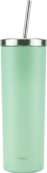 Kinyo INYO 不鏽鋼吸管隨行保溫杯 KIM-4024 76 x 67 x 300mm 315g, 綠色, 650ml, 1個