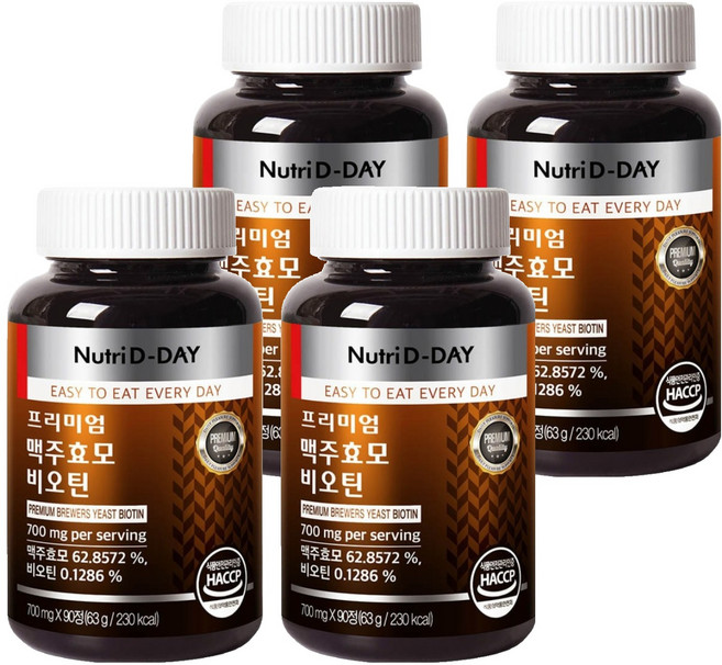 뉴트리디데이 프리미엄 맥주효모 비오틴, 90정, 4개